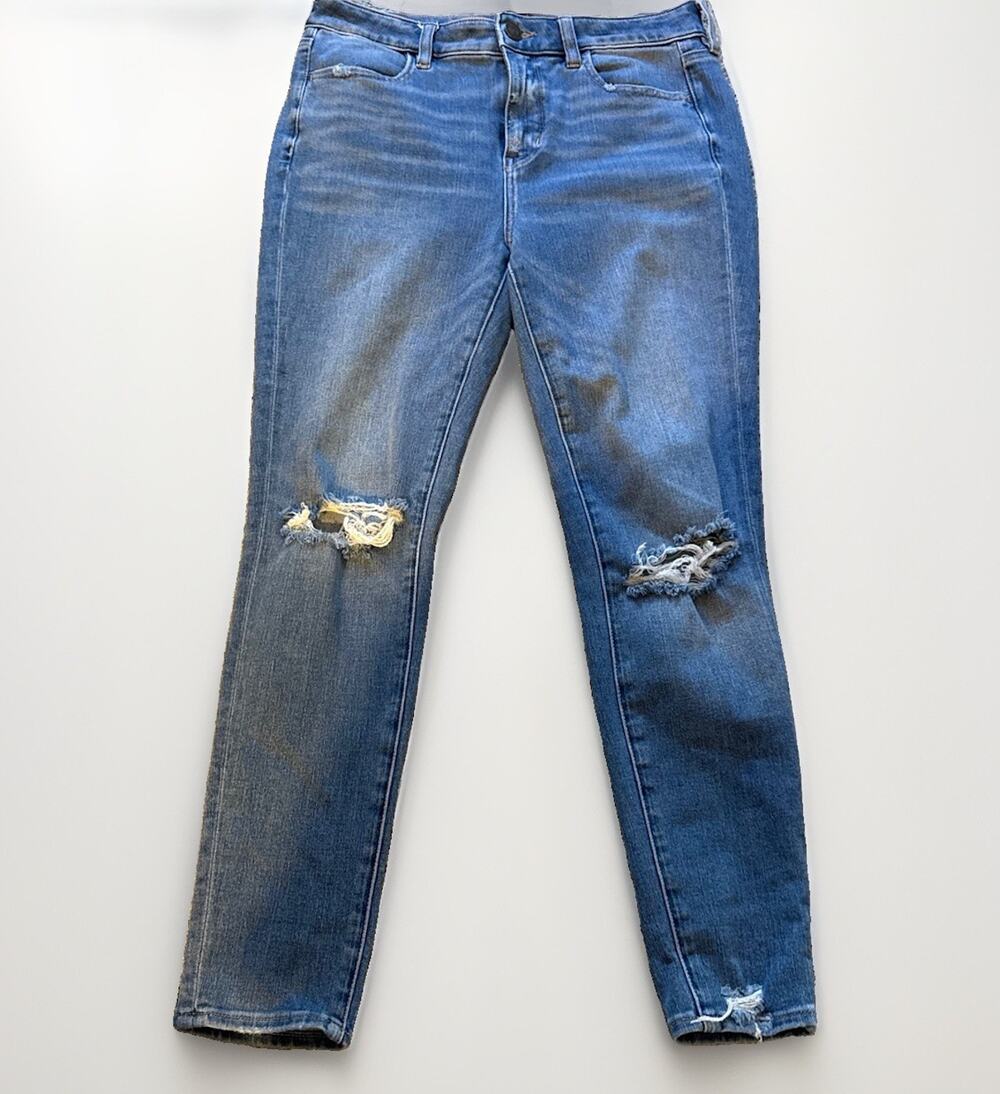 American Eagle Women's High Rise Skinny Jeans Blue Medium Wash Stretch 5-Pocket